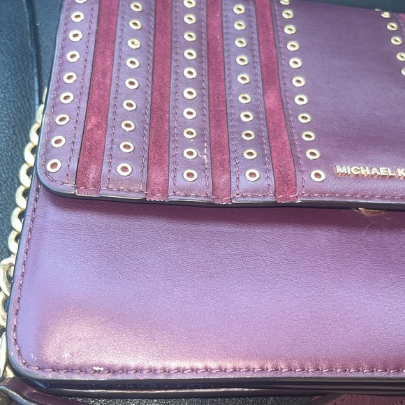 Michael Kors Burgundy Brooklyn Grommet Crossbody with Gold Accents - Picture 11 of 15